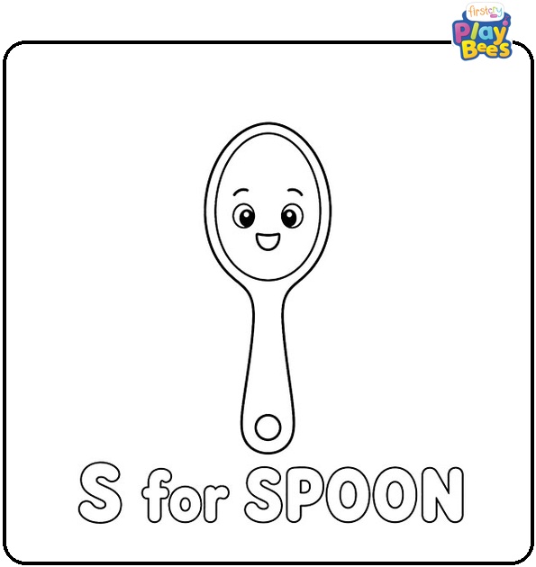 S for Spoon Coloring Page