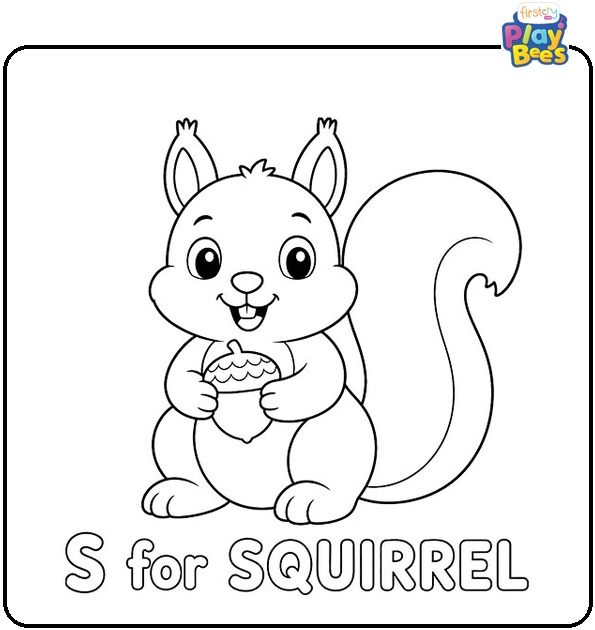 S for Squirrel Coloring Page