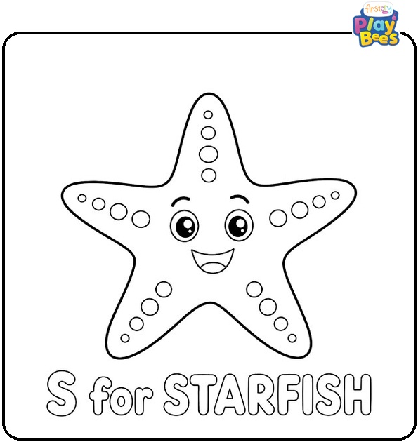 S for Starfish Coloring Page
