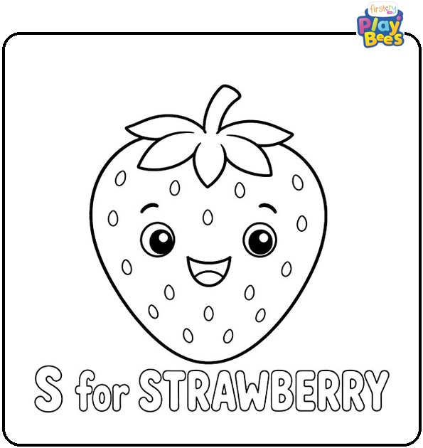 S for Strawberry Coloring Page