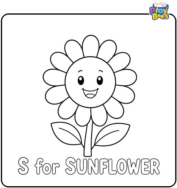 S for Sunflower Coloring Page