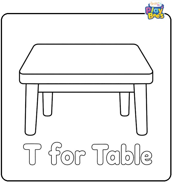 T for Table Coloring Page