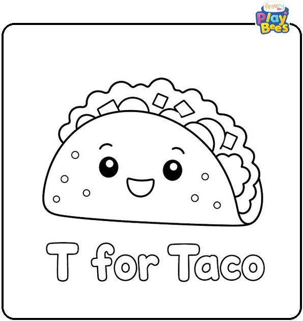 T for Taco Coloring Page