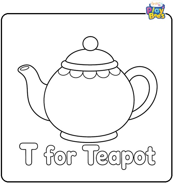 T for Teapot Coloring Page