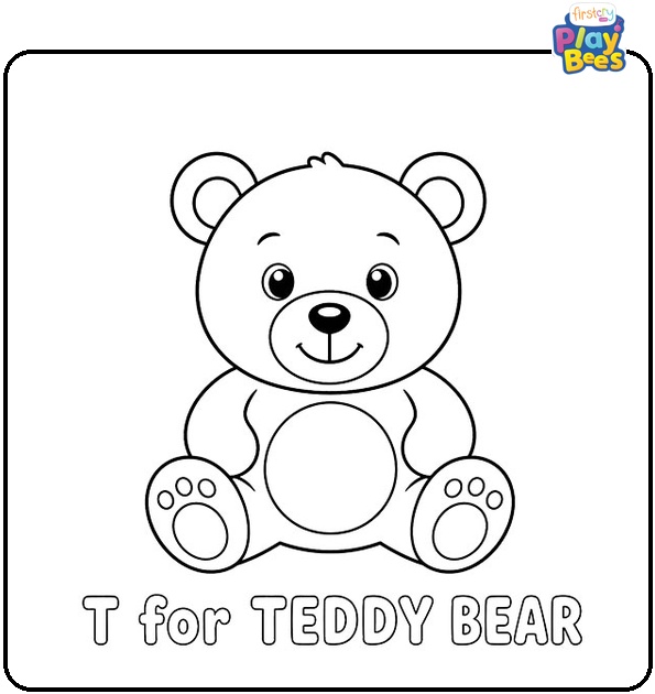 T for Teddy Bear Coloring Page