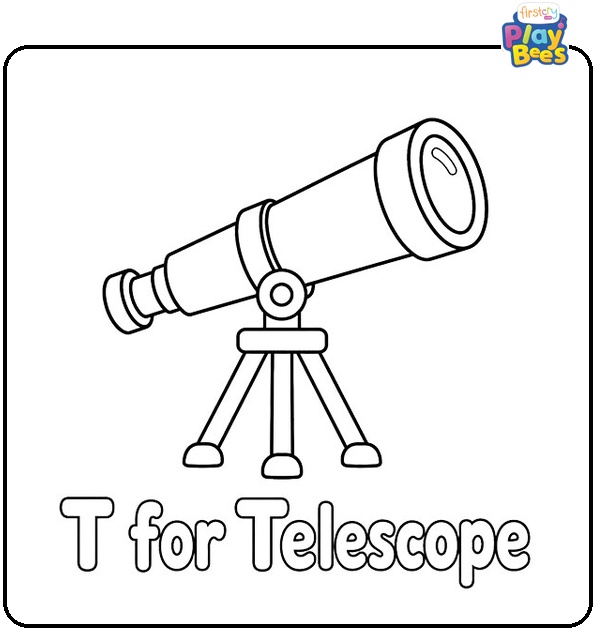 T for Telescope Coloring Page