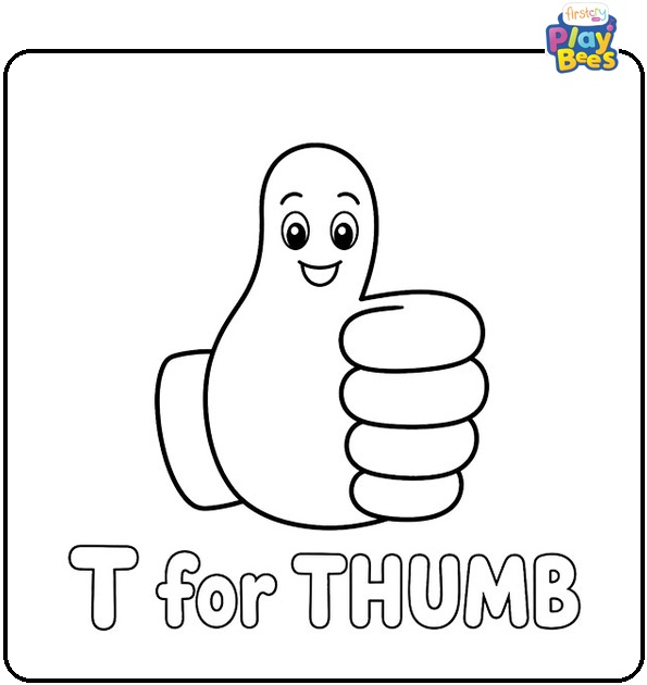 T for Thumb Coloring Page