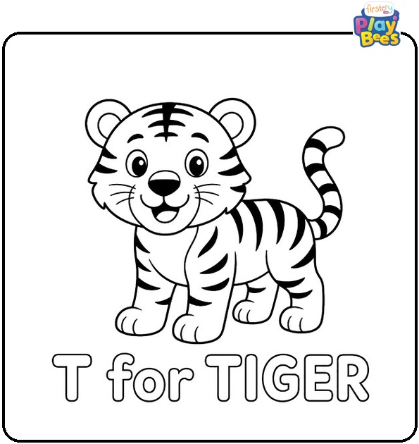 T for Tiger Coloring Page