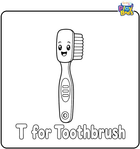T for Toothbrush Coloring Page