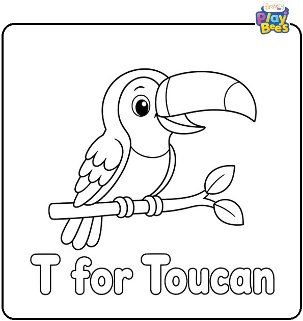 T for Toucan Coloring Page
