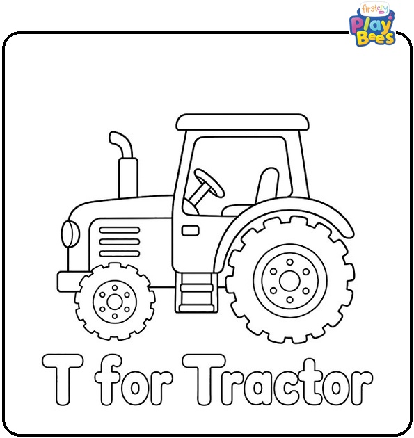 T for Tractor Coloring Page