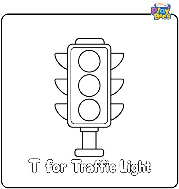 T for Traffic Light Coloring Page