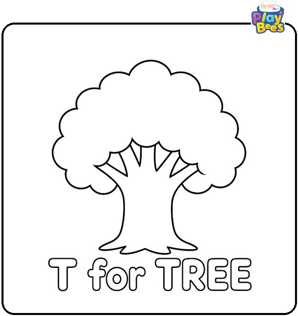 T for Tree Coloring Page