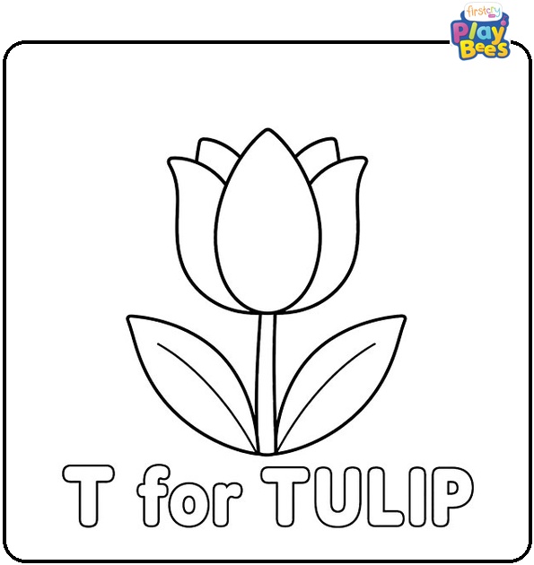 T for Tulip Coloring Page