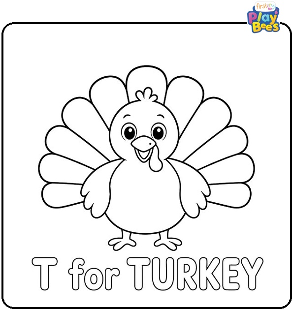 T for Turkey Coloring Page