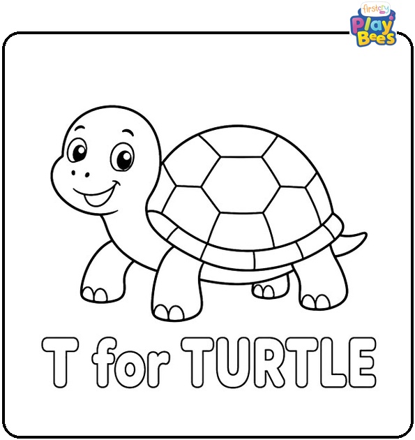 T for Turtle Coloring Page