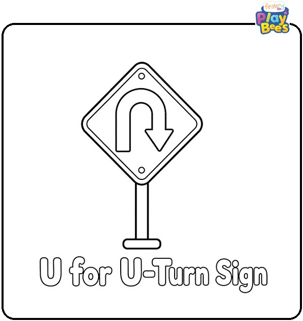 U for U-Turn Sign Coloring Page