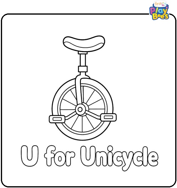 U for Unicycle Coloring Page