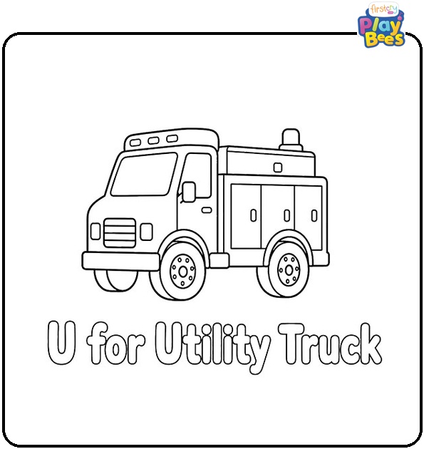 U for Utility Truck Coloring Page