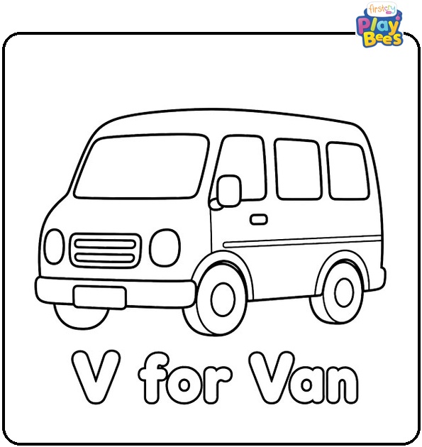 V for Van Coloring Page 