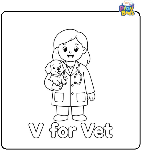 V for Vet Coloring Page