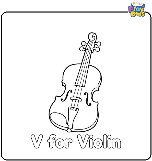 V for Violin Coloring Page