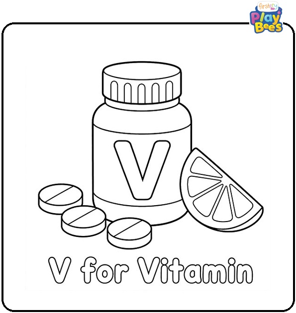 V for Vitamin Coloring Page