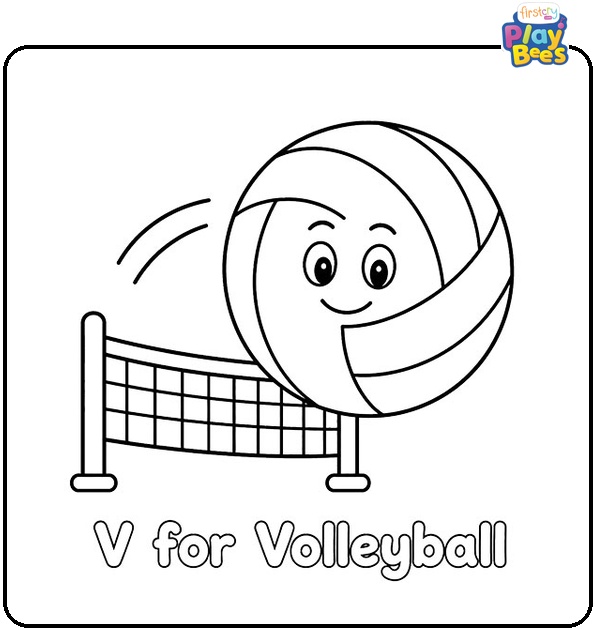 V for Volleyball Coloring Page
