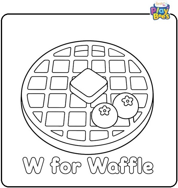 W for Waffle Coloring Page