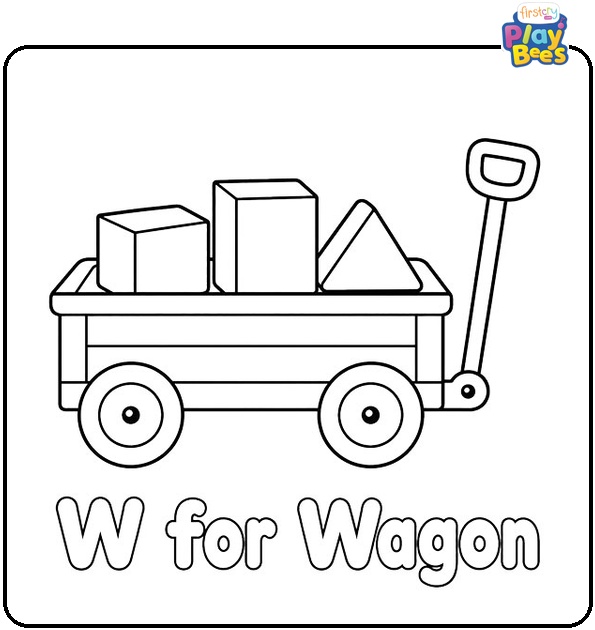 W for Wagon Coloring Page
