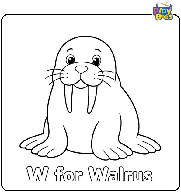 W for Walrus Coloring Page