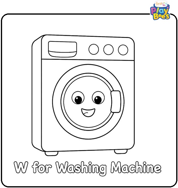 W for Washing Machine Coloring Page