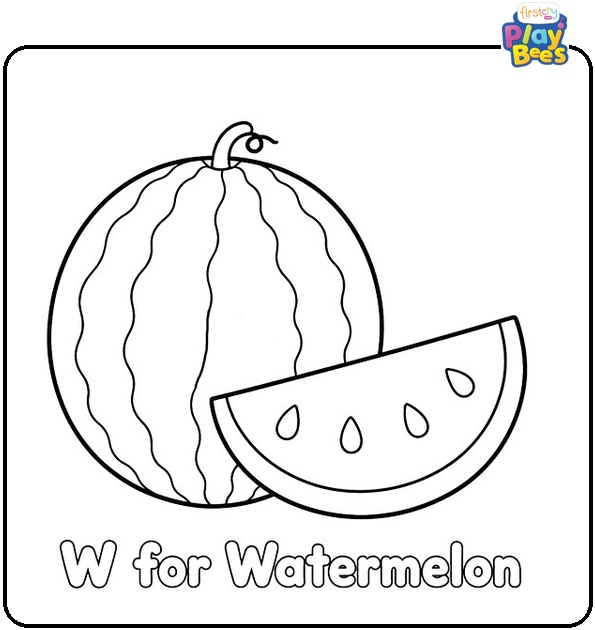 W for Watermelon Coloring Page