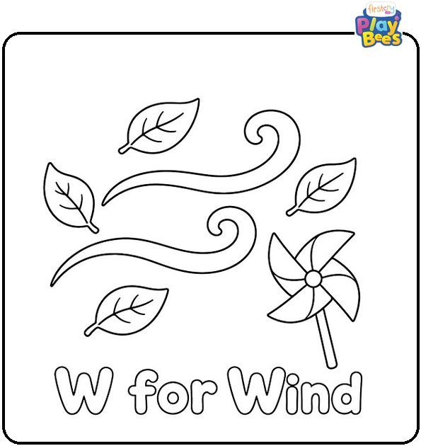 W for Wind Coloring Page
