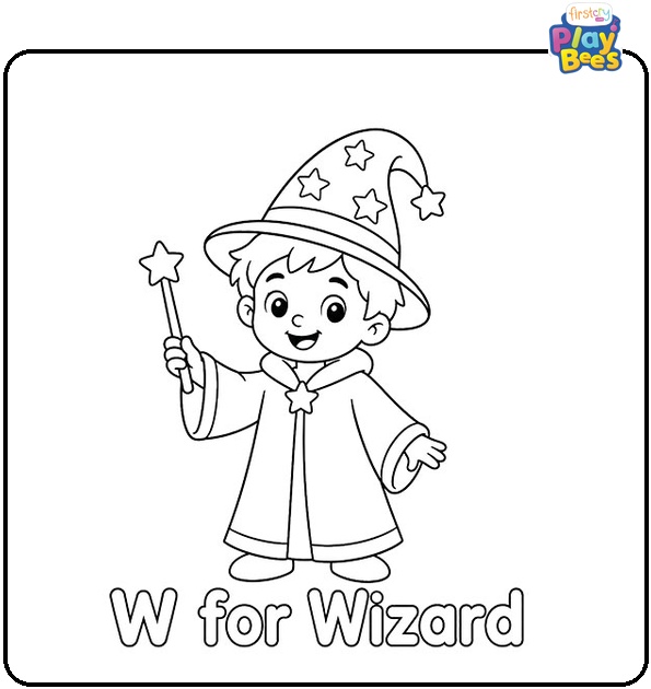 W for Wizard Coloring Page