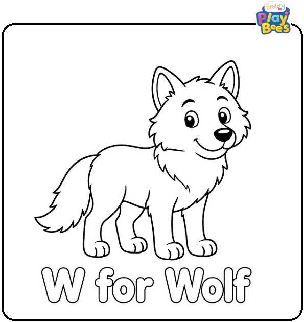 W for Wolf Coloring Page