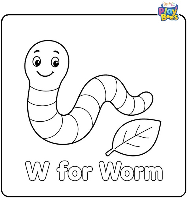 W for Worm Coloring Page