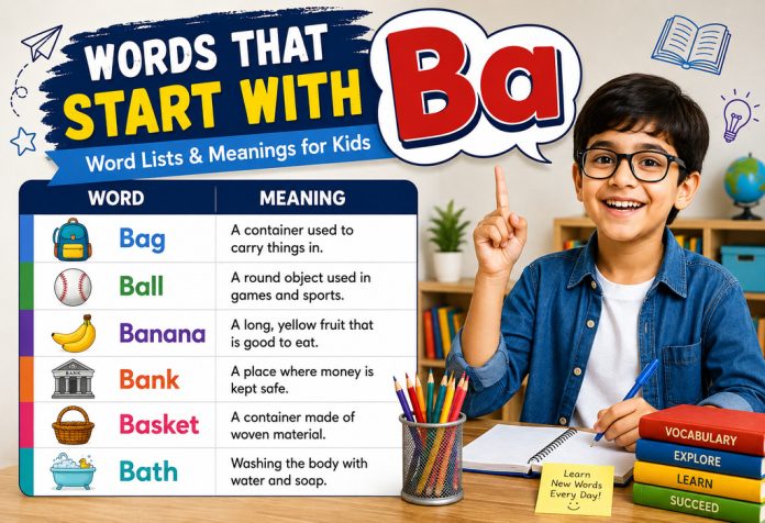 Words That Start With Ba Word Lists & Meanings for Kids