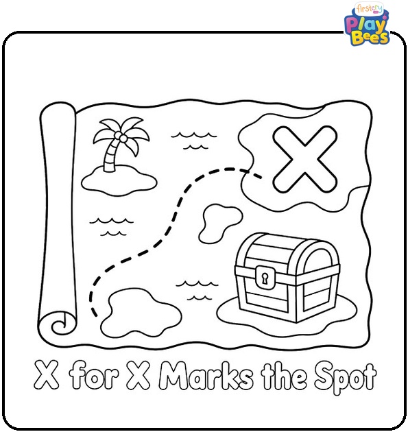X for X Marks the Spot Coloring Page X for X Marks the Spot Coloring Page