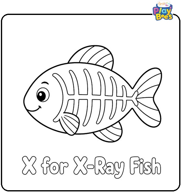 X for X-Ray Fish Coloring Page X for X-Ray Fish Coloring Page
