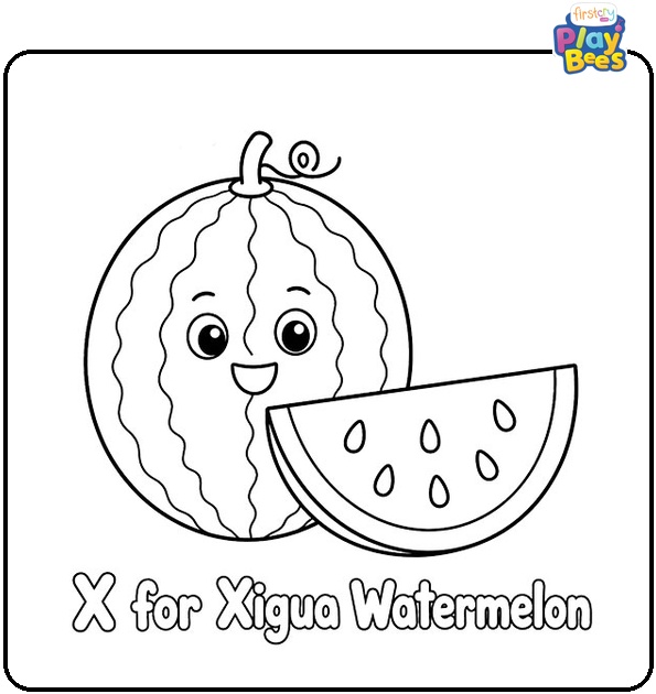 X for Xigua Watermelon Coloring Page X for Xigua Watermelon Coloring Page