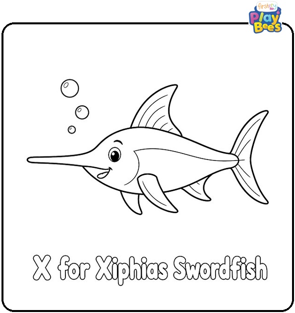 X for Xiphias Swordfish Coloring Page X for Xiphias Swordfish Coloring Page