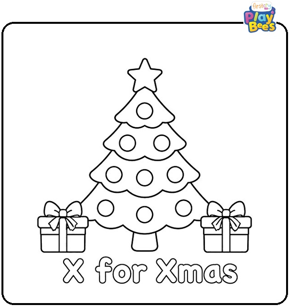 X for Xmas Coloring Page X for Xmas Coloring Page