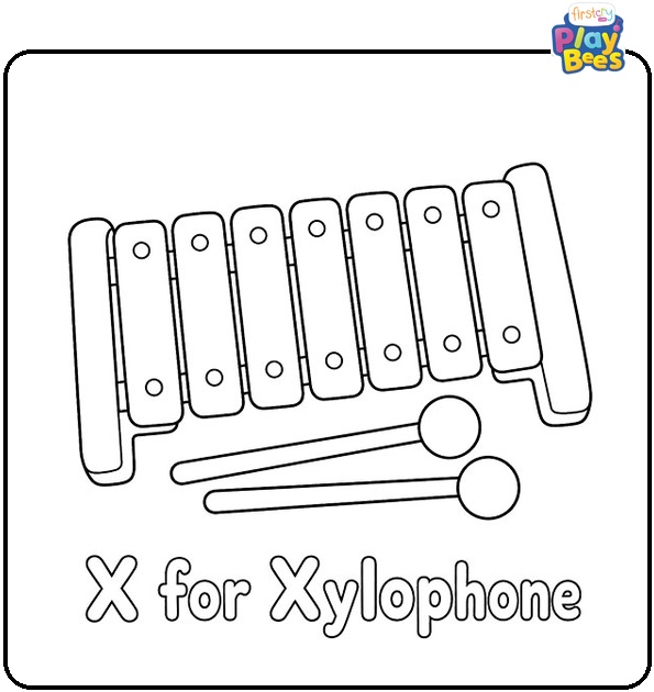 X for Xylophone Coloring Page X for Xylophone Coloring Page