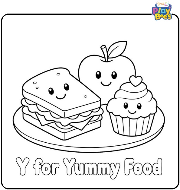 Y for Yummy Food Coloring Page