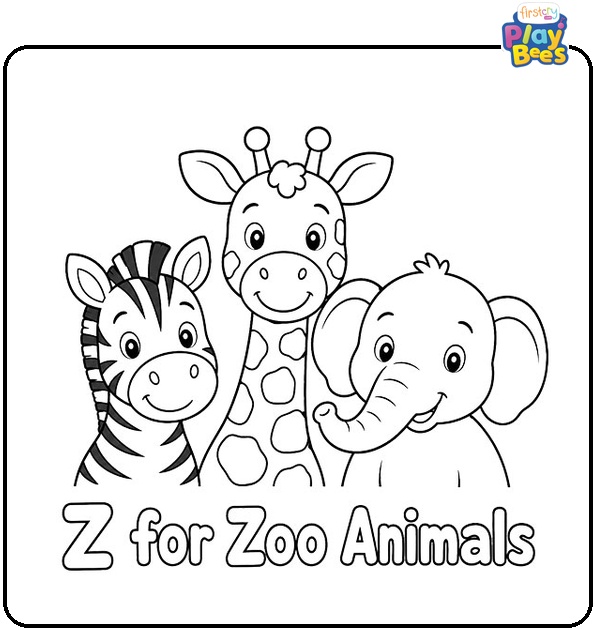 Z for Zoo Animals Coloring Page Z for Zoo Animals Coloring Page