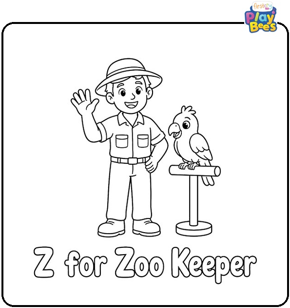 Z for Zoo Keeper Coloring Page Z for Zoo Keeper Coloring Page