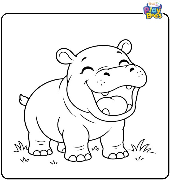 Baby Hippo Laughing Coloring Page Baby Hippo Laughing Coloring Page