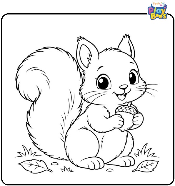 Baby Squirrel Coloring Page