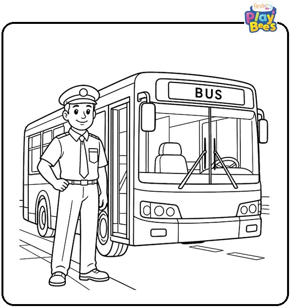 Bus Driver Coloring Page